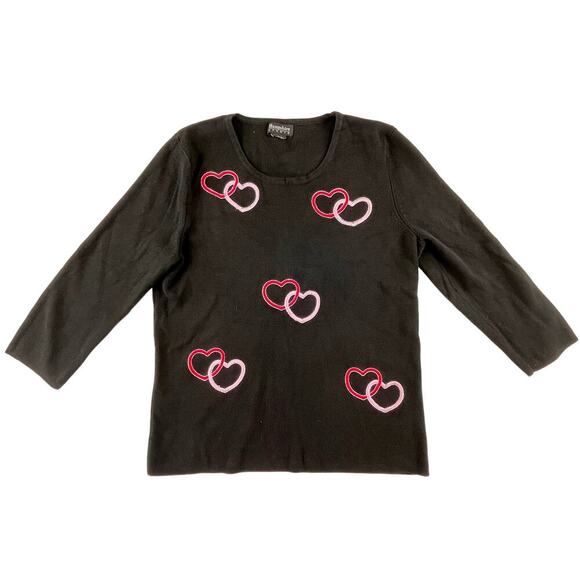 SWEETIE | Vintage S/M Black Red Pink Heart Love Couple Sweater Top Valentine's - Picture 1 of 5